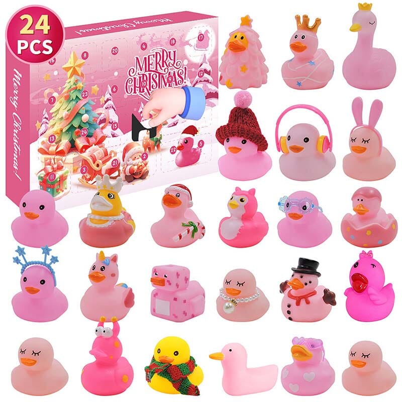 24 Stück Countdown-Adventskalender mit Weihnachts-Gummienten