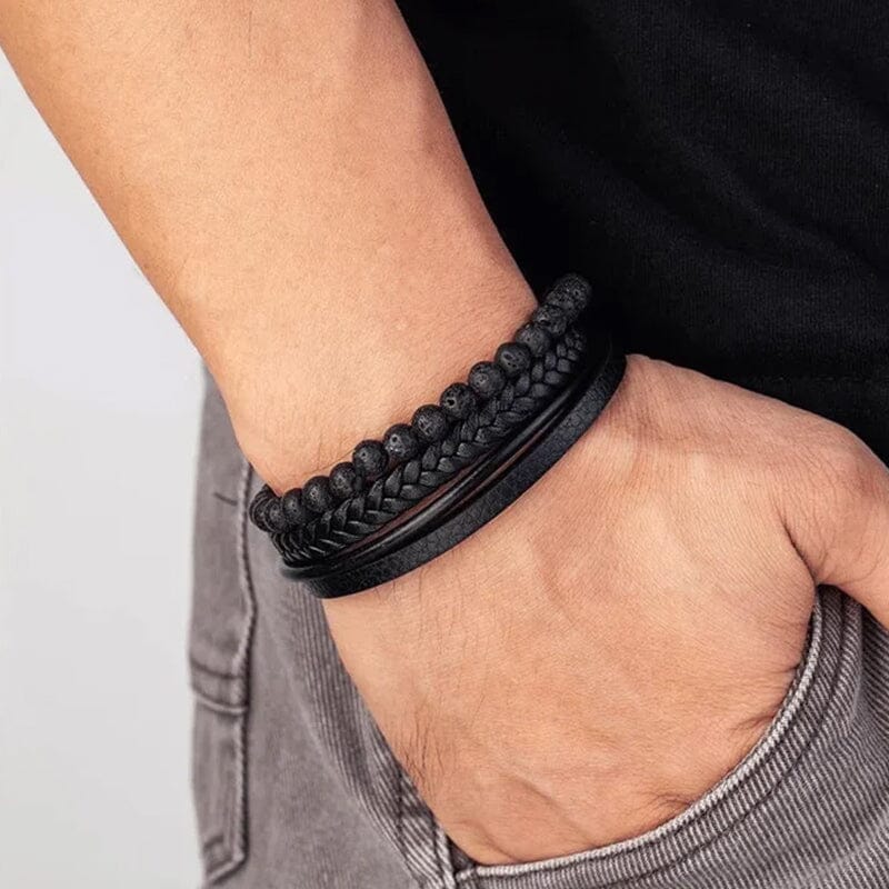 Naturstein Leder Geflochtenes Armband