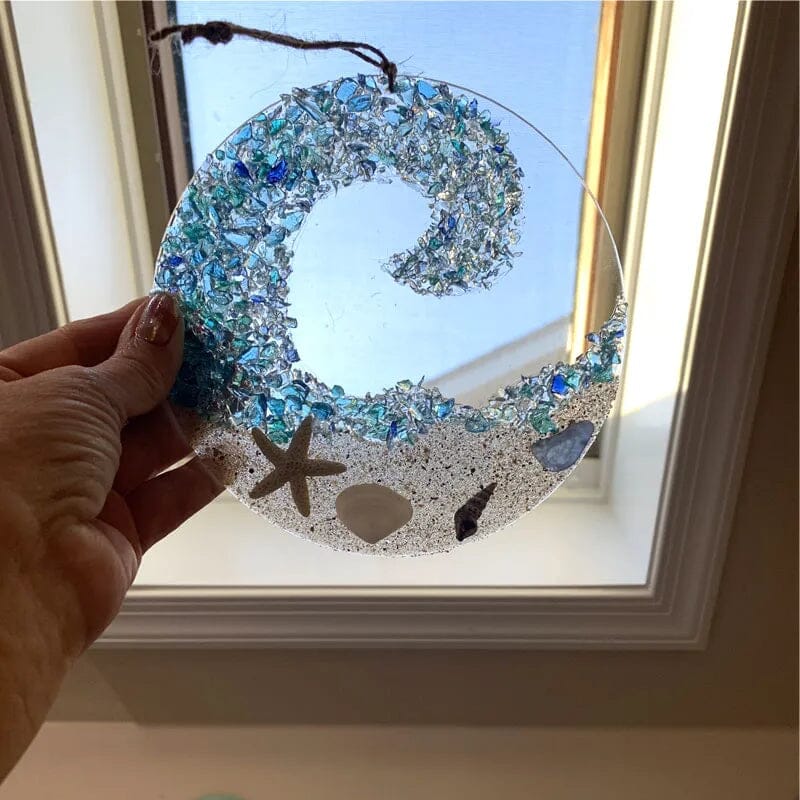 Meeresglas-Sonnenfänger – Ocean Crashing Wave Strandornament