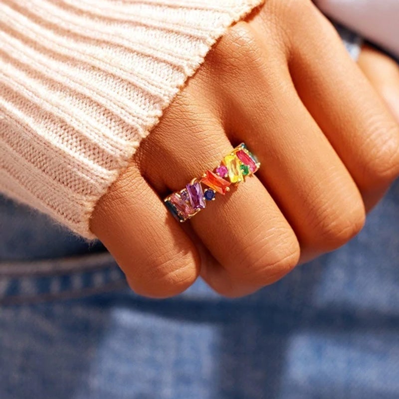 Regenbogen Zirkon Ring