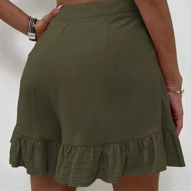 Damen hoher Taille Rüschen Shorts