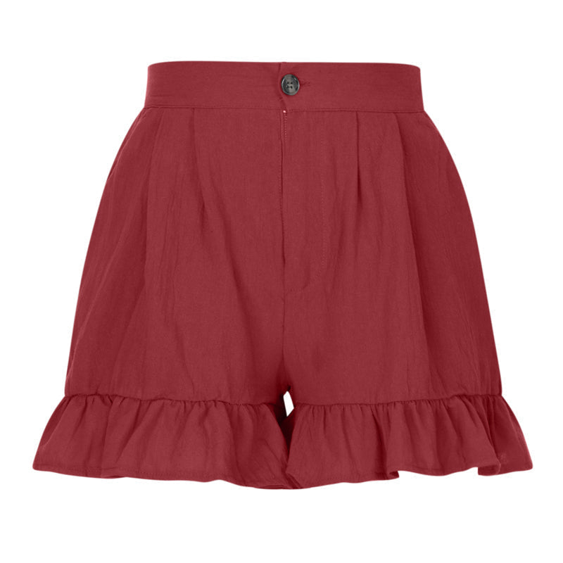 Damen hoher Taille Rüschen Shorts