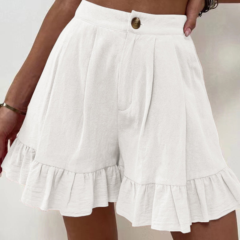 Damen hoher Taille Rüschen Shorts