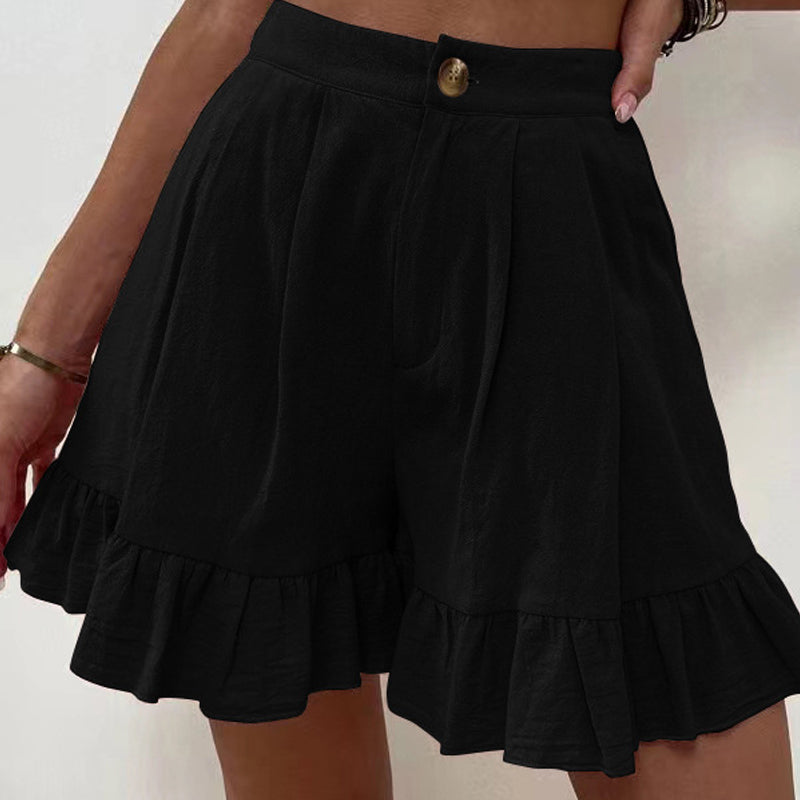 Damen hoher Taille Rüschen Shorts