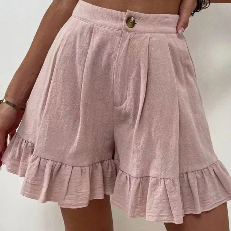 Damen hoher Taille Rüschen Shorts