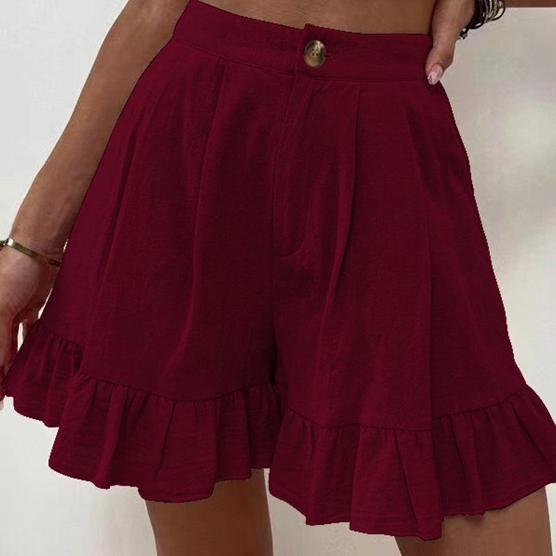 Damen hoher Taille Rüschen Shorts