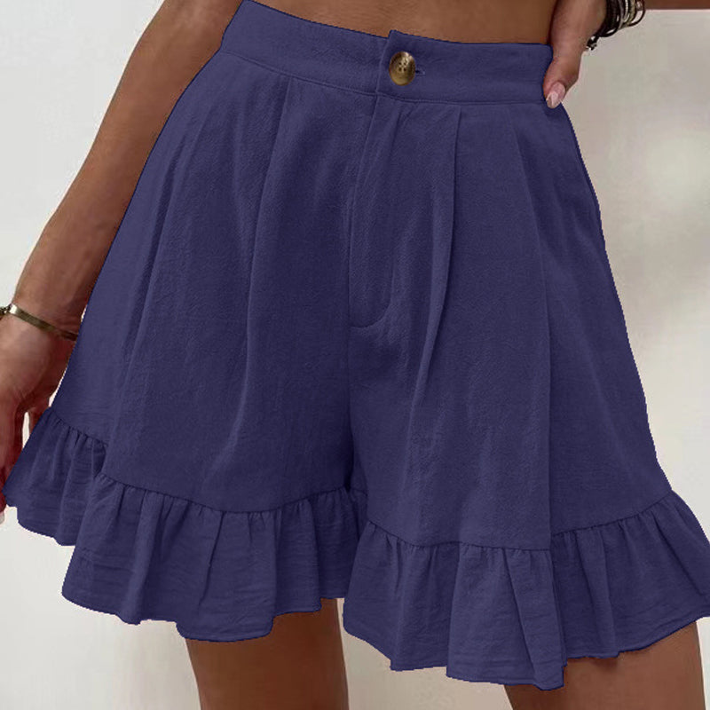 Damen hoher Taille Rüschen Shorts