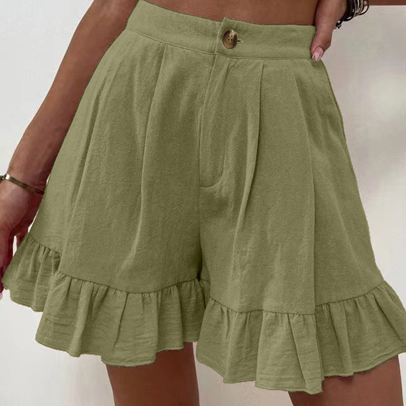 Damen hoher Taille Rüschen Shorts