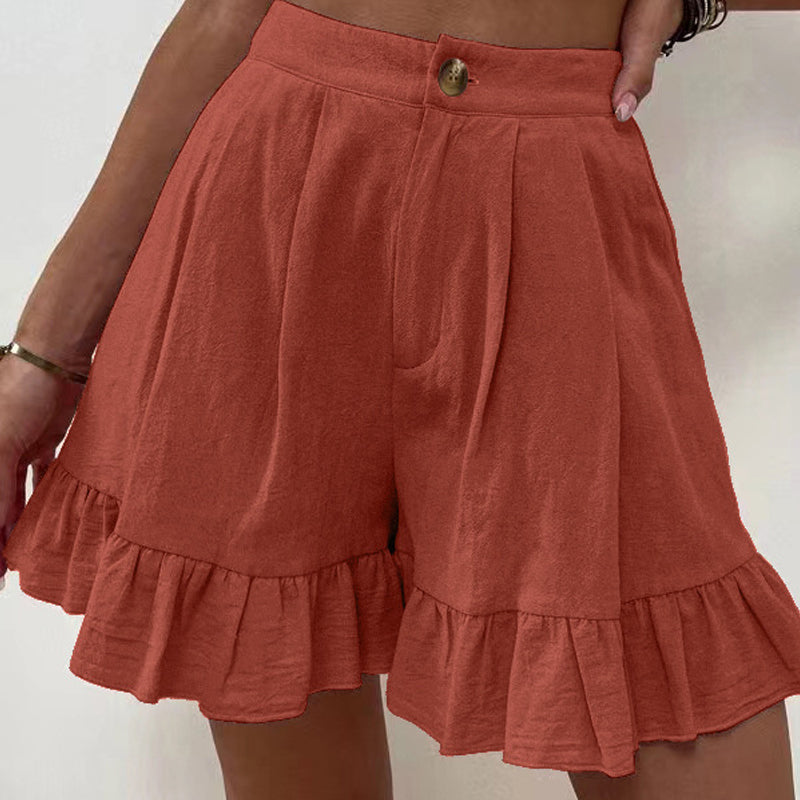 Damen hoher Taille Rüschen Shorts